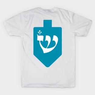 Turquoise Hanukkah Dreidel with the Letter Shin T-Shirt